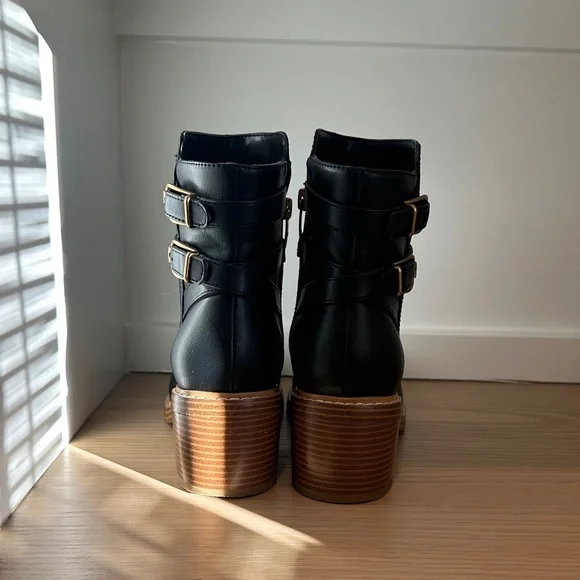 Black Leather Ankle Boots - Picture 4 of 7